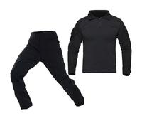 WISEONUS Tuta Tattica Camicia Airsoft Pantaloni Mimetici Paintball Militare Tattico Softair Uniforme Combat BDU Uomo Combattimento Caccia Tute (Nero, M)