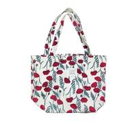 WisePoint Borse Tote, Borsa Spesa in Cotone Borse Mare per le Donne, Borsa da Spiaggia Leggera con Modello Floreale per College, Shopping, Lavoro, Viaggi (Papavero di Mais)