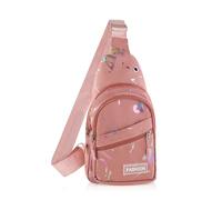 WisePoint Marsupio Donna di Oxford, Zaino Monospalla con Jack per Cuffie, Tracolla Regolabile e Cerniera, Borsa a Tracolla per lo Shopping e i Viaggi (Rosa)