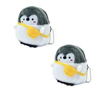 WisePoint Porta Monete, 2PCS Plush Mini Pochette Carini Piccoli Portafogli per le Donne, Forma di Pinguino Portamonete Tascabile con Portachiavi per Shopping, Viaggi, Incontri (Zaino Pinguino)