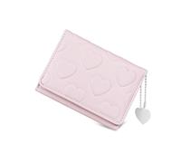 WisePoint Portafogli da donna con ciondolo a forma di cuore, portafoglio in pelle PU piccolo portafoglio per donne e ragazze, carino portafoglio da donna per shopping, appuntamenti, viaggi, rosa, S,
