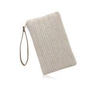 WisePoint Portafoglio Donna, Straw Portafoglio da Donna Bohemian Borse a Mano per le Donne, Mode Portafoglio Grande per la Spiaggia, Viaggi, Festa, Nozze (Bianco)