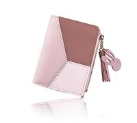 WisePoint Portafoglio Donne, Pelle PU Piccolo Portafoglio Borsellino Donna con Bottone a Scatto in Metallo, Bifold Portafogli Porta Carte di Credito per Ragazze(Rosa)