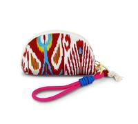 WisePoint Portamonete da donna in cotone, leggero, con cinturino da polso staccabile e cerniera, piccolo portamonete per spostamenti quotidiani, shopping e appuntamenti, Rosso, casual