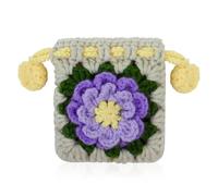 WisePoint Portamonete Donna Piccolo Fatte a Mano, Mini Portafoglio All'Uncinetto per Donne e Ragazze, Porta Monete con Cordone per Monete, Chiavi (beige)