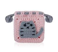 WisePoint Portamonete Donna Piccolo Fatte a Mano, Mini Portafoglio All'Uncinetto per Donne e Ragazze, Porta Monete con Cordone per Monete, Chiavi (rosa)