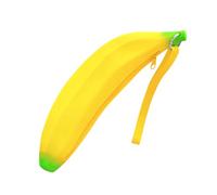 WisePoint Simpatico astuccio 3D in silicone a forma di banana, con polso e cerniera, per monete, chiavi, matite, divertente astuccio a forma di banana per borse e ciondoli, Giallo, casual
