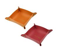 WisePoint Svuotatasche 2 PZ, PU Leather Vassoio Portaoggetti per gli Uomini e le Donne, Elegante Vassoio Piccolo per Soggiorno, Camera da Letto, Sala Studio, Ufficio (arancione + rosso)