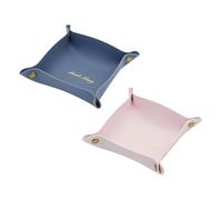 WisePoint Svuotatasche 2 PZ, PU Leather Vassoio Portaoggetti per gli Uomini e le Donne, Elegante Vassoio Piccolo per Soggiorno, Camera da Letto, Sala Studio, Ufficio (ros blu)