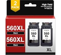 WISETA 560 XL PG-560XL Cartucce per Canon PG560XL PG560 XL Cartucce per Pixma TS5350 TS5351 TS5352 TS5353 TS7450 TS7451 TS 5350 TS 5351 TS 5352 (2 nero)