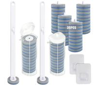 Wiseten Scopino per WC usa e getta, set da 2 spazzole per WC con 36 pezzi di detergente, spugna antibatterica, spazzola per WC per lavabo, vasca da bagno, lavandino