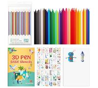 Wiseten Set di ricarica per penna 3D, 320 pezzi, filamento P a 2,5 mm, con 44 stencil e cuscinetto trasparente, compatibile con 3Doodler Start+