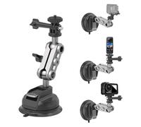 Wiseten Supporto a Ventosa per GoPro Hero 13 12 11 10 9 8 DJI Osmo Action 5 Pro 4 3 Insta360 X4 X5 Supporto Fotocamera per Doppia Testa a Sfera Rotazione 360°, Montato sul parabrezza o sul finestrino