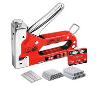 WISEUP 3 in 1 Tacker Set, Pistola Tacker industriale certificata TÜV, Resistenza regolabile, Acciaio cromato, Solido e durevole, Adatto per la lavorazione del legno, Decorazione domestica, fai da te
