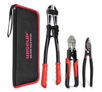 WISEUP Set di 3 pinze tagliabulloni, resistenti da 35,6 cm e mini tagliabulloni da 20,3 cm, con borsa per il trasporto, per tagliare facilmente serrature, filo spinato in acciaio, catene