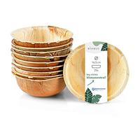 Wiseware Ciotola in foglia di palma, 350 ml, 25 ciotole rotonde usa e getta, Ø 16,5 cm, ciotole in foglia di palma biodegradabili, stoviglie compostabili, stoviglie monouso biologiche sostenibili