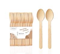 Wiseware - Cucchiaio usa e getta in legno di betulla, 1000 pezzi, 16,5 cm, biodegradabili, usa e getta, naturale, stabile, ecologico con confezione priva di plastica