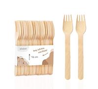 Wiseware Forchette usa e getta in legno di betulla - 300 forchette in legno usa e getta 16 cm - Posate monouso biodegradabili - Naturali, stabili, ecologiche con confezione senza plastica