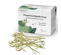 Wiseware Spiedini in bambù Loop 9 cm - Spiedini per finger food 250 pezzi - spiedini per hamburger - posate monouso - biodegradabili - naturali, stabili, ecologici