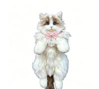 Wisfancy Zaino in peluche realistico a forma di gatto, realizzato a mano, borsa a forma di animale in peluche, regalo creativo per donne, ragazze e bambini, Sciarpa Perla, M, moderno