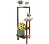 WISFOR scala di fiori in bambù, scala per piante a 3 livelli, scaffale per piante da giardino per il soggiorno, balcone, giardino interno, esterno, 32×75 cm, marrone