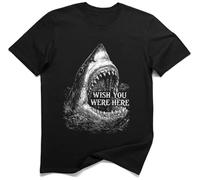 Wish You Were Here Vintage Shark Horror Tee (3XL, Black)