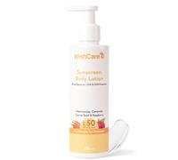 WishCare SPF50 Lozione per il corpo Sunscreen - Broad Spectrum - Protezione UVA e UVB senza colata bianca - con semi di carota e lamponi - per uomini e donne - 200 ml