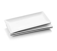WishDeco Set di 3 Piatti da Portata Rettangolari, Piatti Grandi in Porcellana 36x15 cm, Servizio Piatti Bianchi per Bistecca, Panino, Dessert, Insalata