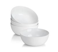 WishDeco Set di 4 Ciotole Colazione, Ciotole per Zuppa Ceramica 600 ml, Insalatiera Bianche 15 cm, Ciotola Cereali, Scodella Colazione, Bowl Cucina Porcellana per Insalata, Gelato, Ramen