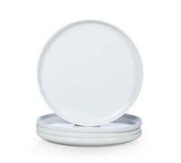 WishDeco Set di 4 Piatti Piani, Piatti Pizza Ceramica 27 cm, Piatto Moderni Bianchi, Piatto da Portata Grande, Servizio Plate Rotondi per Insalata, Pasta, Bistecca, Panino