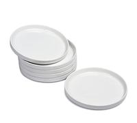 WishDeco Set di 6 Piatti da Dessert, Piatti Piani in Porcellana Φ18cm, Servizio Piatti con Bordo Alto, Piatti Fondi Bianchi per Insalata, Torta, Pasta