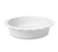WishDeco Teglia per Crostata in Ceramica da 23 cm - Stampo Rotondo per Quiche e Torte da 1500 ml - Bianco - Resistente al Forno e Lavabile in Lavastoviglie