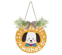 Wishes Caton Lovely White Dog Decorativo Bagno Porta Cartello Divertente Porta Cartello per Casa per Primavera Estate Autunno Inverno Vacanze Halloween Natale Pasqua Decor