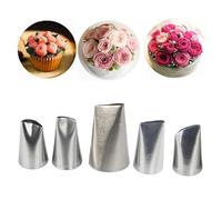 WishesMar 5 Pezzi Petalo Beccucci in Acciaio Decorative per Pasticceria Bocchette Fiori Rose Ugelli Set per Torte, Cupcakes, Biscotti, Pasticcini