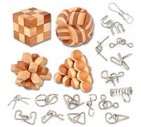 WishesMar Giochi Rompicapo di Legno e Metallo Set da 20 Pezzi Logica Gioco di Puzzle di Legno Ideale Intelligenza Giocattoli Regalo per Bambini und Erwachsene Ogni Dimensione 5.0 cm #3