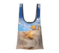 Wishing Bottle - Borsa per la spesa con stampa di paesaggio marino, pieghevole, riutilizzabile, leggera, per la spesa, viaggi, spiaggia, ecologica, compatta
