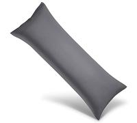 WishSmile Federa per cuscino rinfrescante per il corpo, traspirante, fresca e setosa, in rayon derivata da tessuto di bambù, delicato sui capelli e sulla pelle, grigio scuro, 1 confezione, 50 x 137 cm