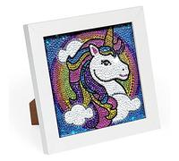 Wishstar 5D Diamond Painting Pit Unicorno con Cornice，Pittura Diamante Fai da Te Unicorno ，Pittura Diamante Bambini，5d Diamond Art Painting Kits Sonic for Kids for Home Decor e Regalo