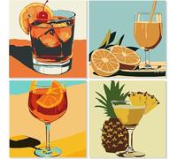 Wishtokee 4 Pezzi Kit per Dipingere con i Numeri per Adulti Bambini Kit di Pittura a Olio con Numeri Senza Cornice Dipingi con i Numeri Decora la Casa Regalo, 20 x 20 cm-senza Cornice