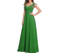 WISIYLE Flutter maniche abiti da damigella d'onore per le donne chiffon pieghettato volant abito formale ospite di nozze lungo WQL093, Verde smeraldo, 40