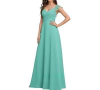 WISIYLE Flutter maniche abiti da damigella d'onore per le donne chiffon pieghettato volant abito formale ospite di nozze lungo WQL093, Spa., 44
