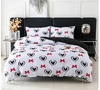 WISIYLE Set copripiumino da 3 pezzi con cuore scritto a mano e cerniera nascosta, morbido per tutte le stagioni, QLSJT044