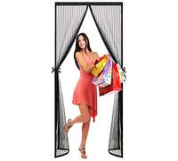 WISKEO Zanzariera A Chiusura Automatica Magnetica, Controllo degli Insetti, Magneti, Animali Domestici, Colla, Punch Gratuito, Camerette per Bambini, Nero 90x220cm