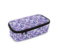 Wismoutput Astuccio per bambini, grande capacità, organizer da viaggio per la scuola elementare, per ragazze e ragazzi, farfalla viola, Astuccio