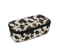 Wismoutput Astuccio per matite per bambini, grande, con cerniera, per la scuola elementare, per ragazze e ragazzi, Pelle bovina marrone., Astuccio