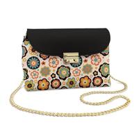 Wismoutput Borsa a tracolla da donna in pelle PU con portafoglio, set da 2 pezzi per la vita quotidiana e il lavoro, Bel fiore hippie