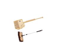 wisoolkic 3x Mini scopa con paletta per la polvere, mocio, strumenti per la pulizia per bambini, marrone, Marrone