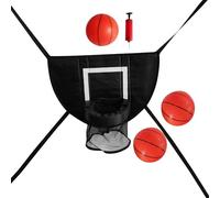 wisoolkic Canestro da Basket con Trampolino, Facile da installare, Accessorio per Trampolino per Tutte Le età con Due Palline, con Tre Palline, 49x36cm