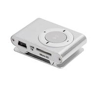 Wisoqu Lettore MP3, lettore multimediale digitale portatile, mini lettore MP3 posteriore, lettore a clip con auricolare e cavo USB per corsa, ecc. (argento)