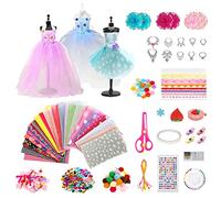 Wisplye Fashion Designer Kit, Stoffe Cucito Giochi Bambina Lavoretti Creativi Arte e Artigianato, con 4 Manichini, Kit Moda Playset Gioco Design Gira Playset Regalo Ragazze 6 7 8 9 10 11 12 Anni